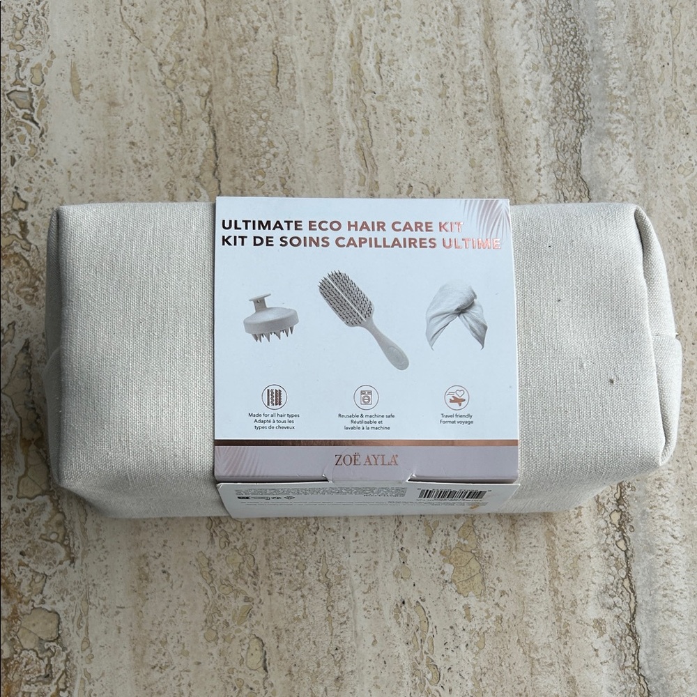 NEW 🆕 Eco Hair Care Kit - toiletry bag, towel, fiber hair brush, scalp massager